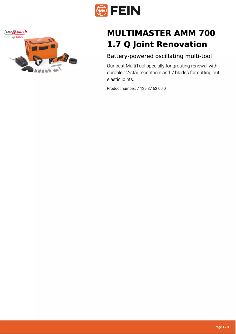 Imagen de la primera página del manual del dispositivo Multimaster AMM 700 1.7 Q AS