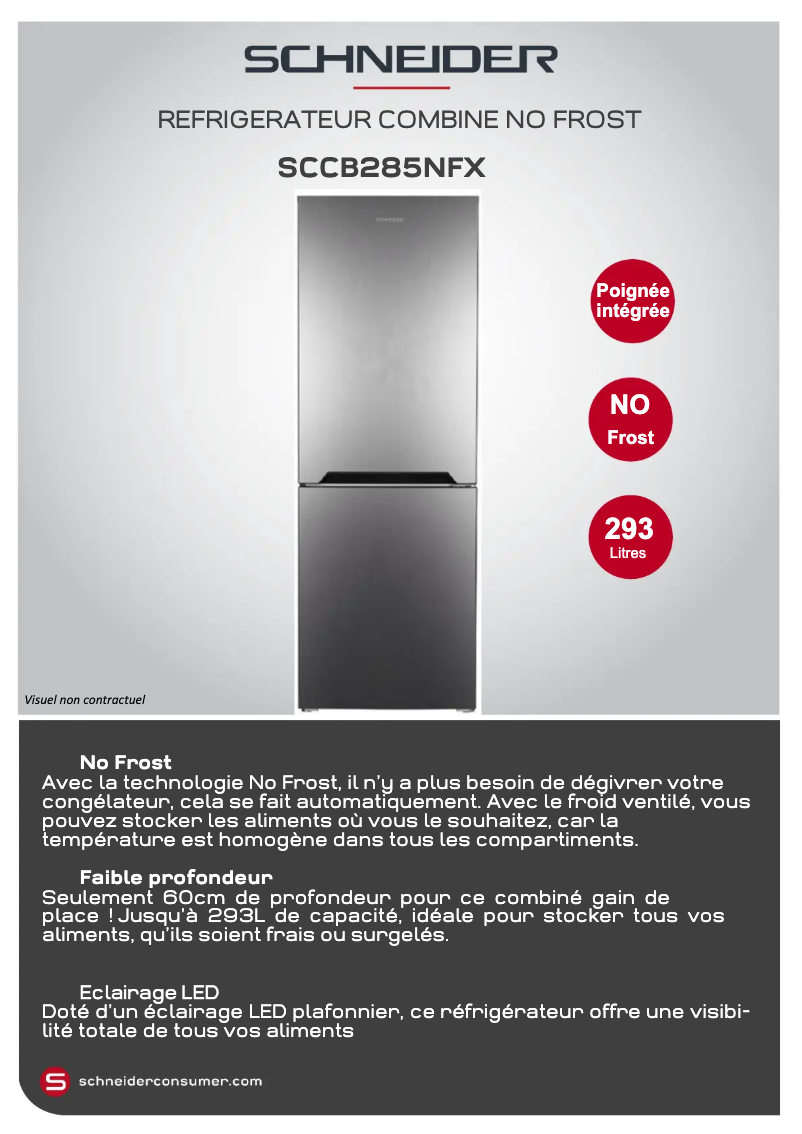 Página 1 del manual Ficha técnica Schneider SCCB285NFX