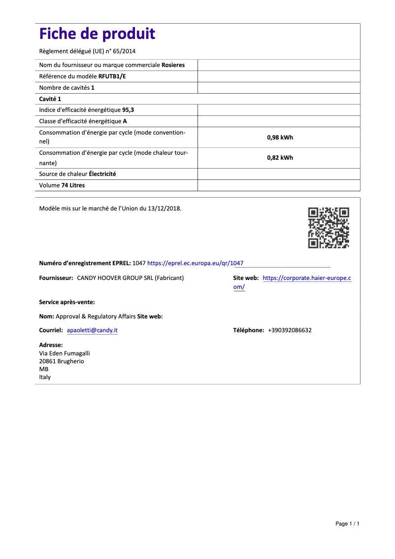 Imagen de la primera página del manual del dispositivo RFUT B1/E
