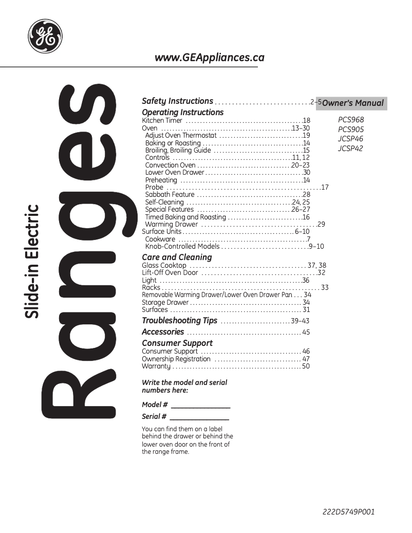 Página 1 del manual Manual de usuario GE PCS968SRSS