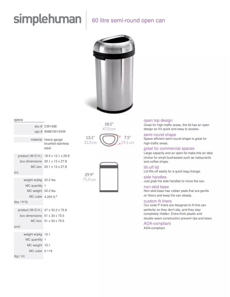 Página 1 del manual Manual de usuario Simplehuman CW1468