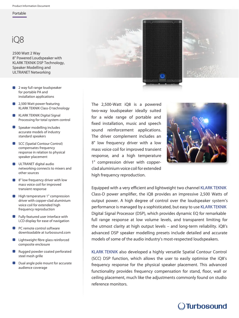 Página 1 del manual Ficha técnica Turbosound iQ8