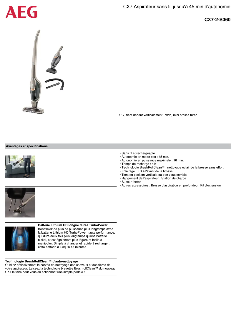 Página 1 del manual Ficha técnica AEG CX7 X Flexibility