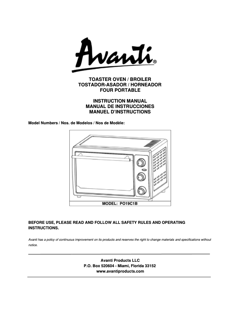 Imagen de la primera página del manual del dispositivo PO19C1B