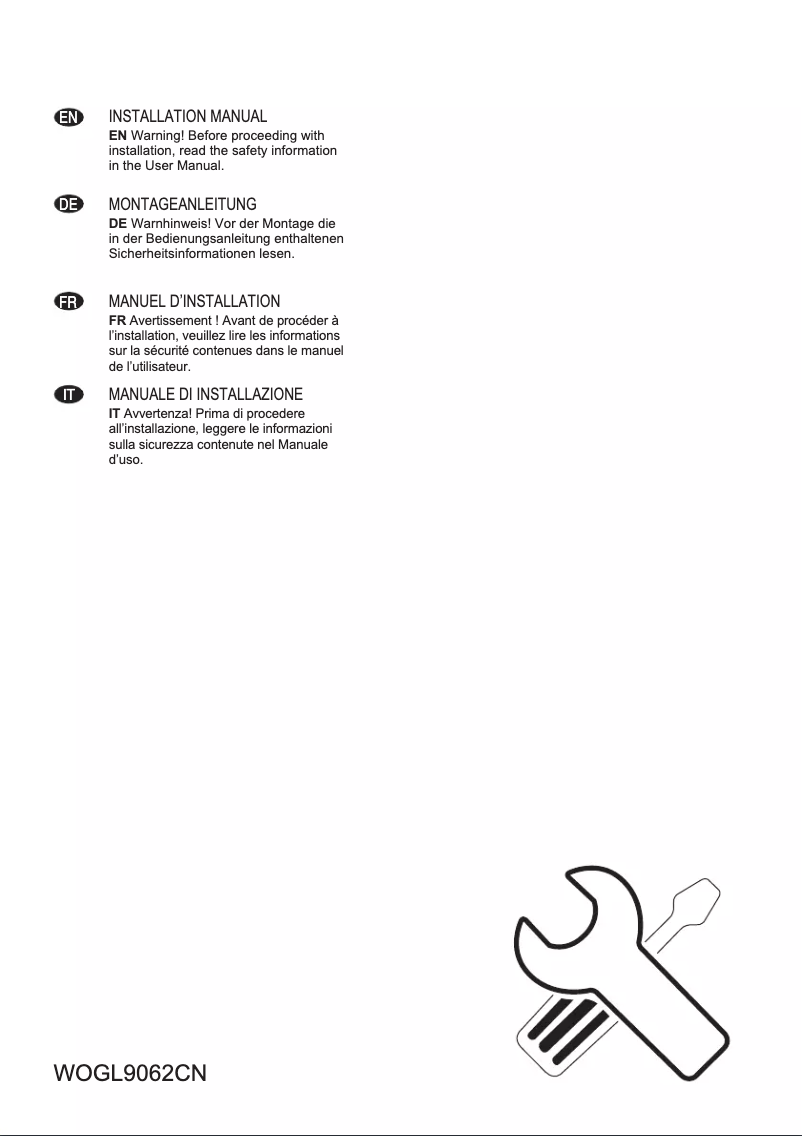 Imagen de la primera página del manual del dispositivo WOGL9062CN