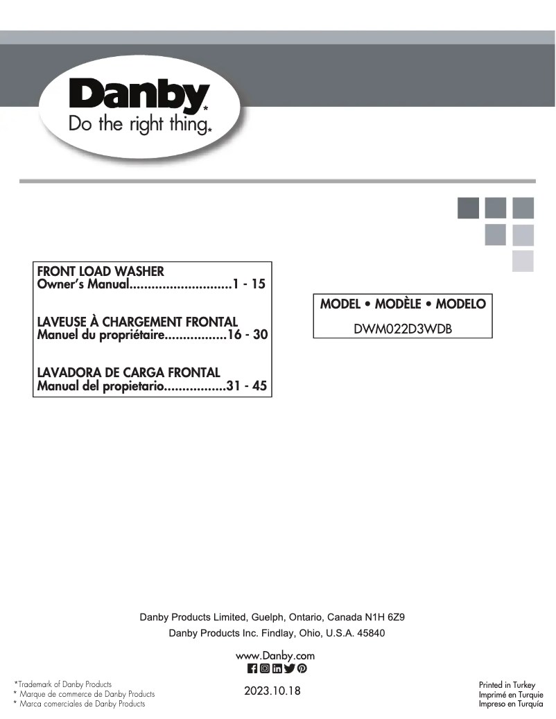 Página nº 1 - Manual de usuario Danby DWM022D3WDB