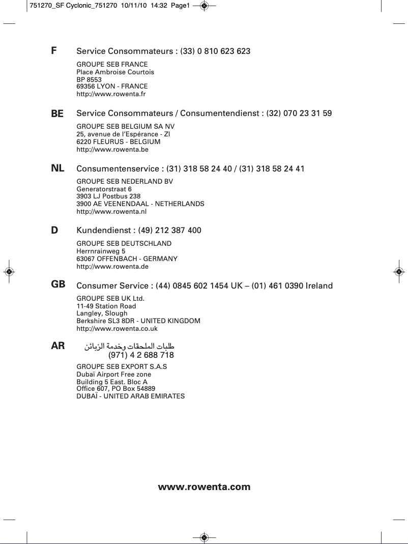 Imagen de la primera página del manual del dispositivo Silence Force Cyclonic RO 8055