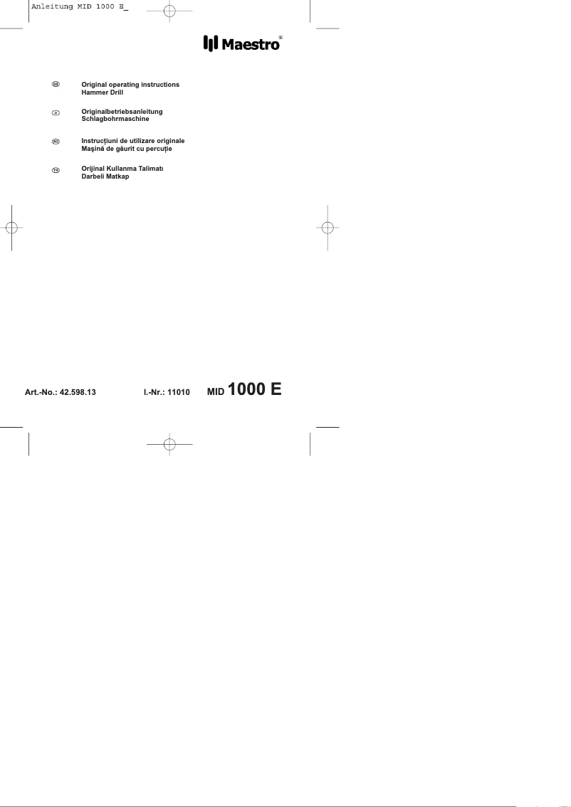 Imagen de la primera página del manual del dispositivo MID 1000 E