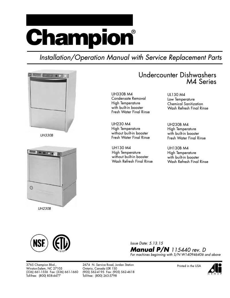 Página 1 del manual Manual de usuario Champion UH330B M4