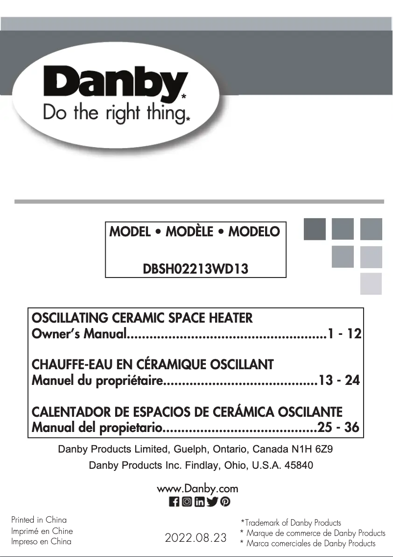 Imagen de la primera página del manual del dispositivo DBSH02213WD13
