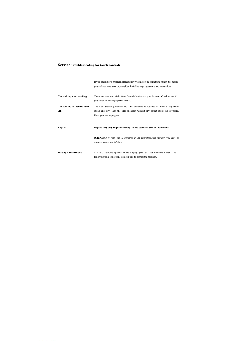 Página 1 del manual Manual de usuario Glem Gas GTH750TC