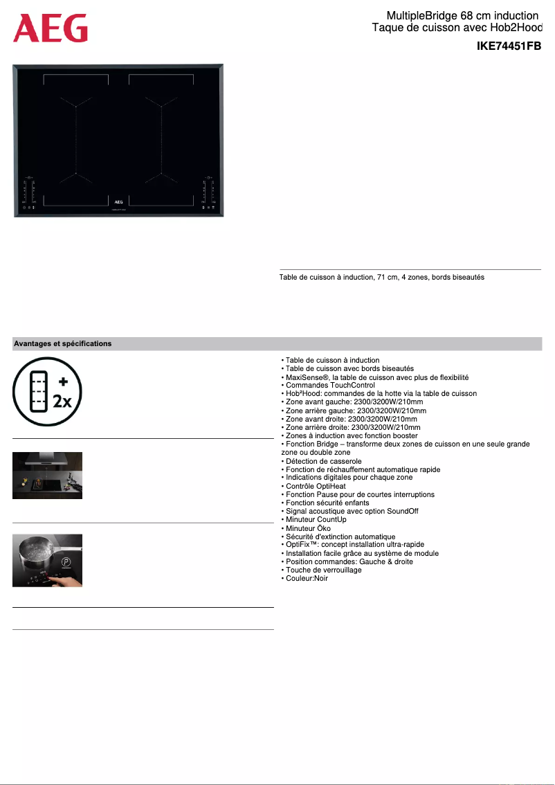 Página 1 del manual Ficha técnica AEG IKE74451FB