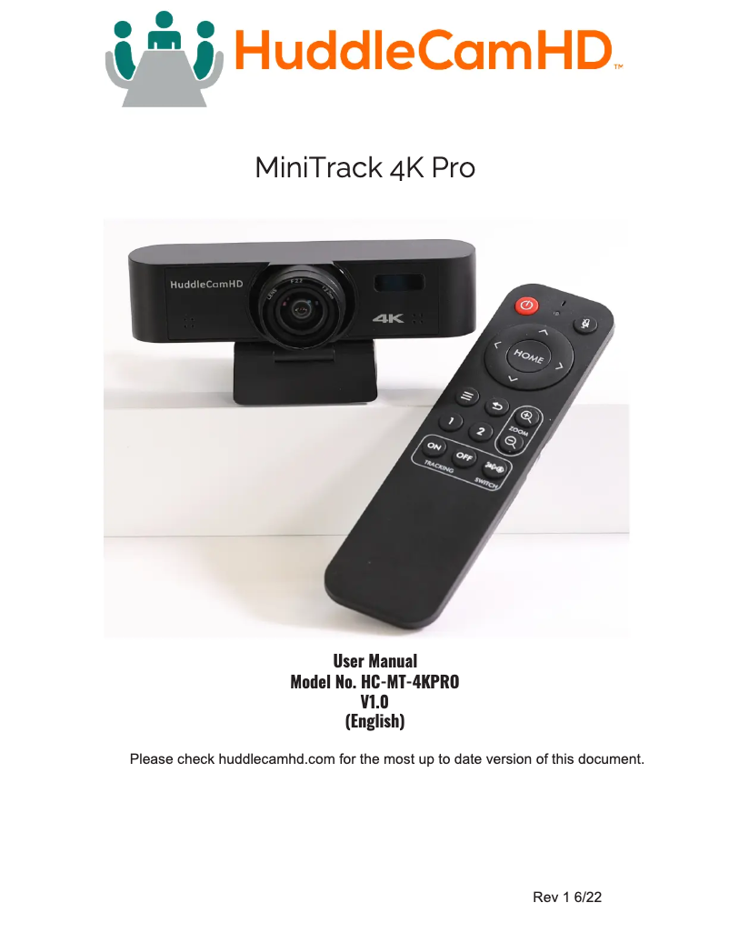 Página nº 1 - Manual de usuario HuddleCamHD MiniTrack 4K Pro