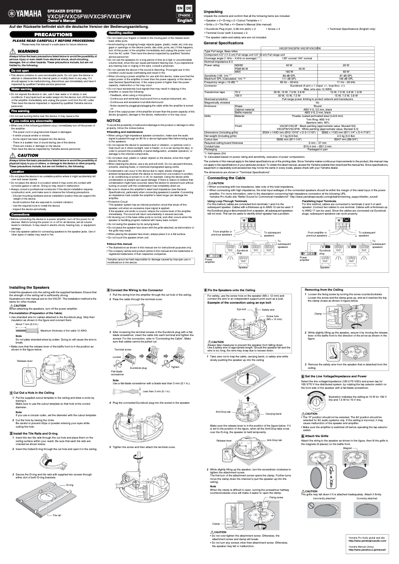 Página 1 del manual Manual de usuario Yamaha VXC5FW