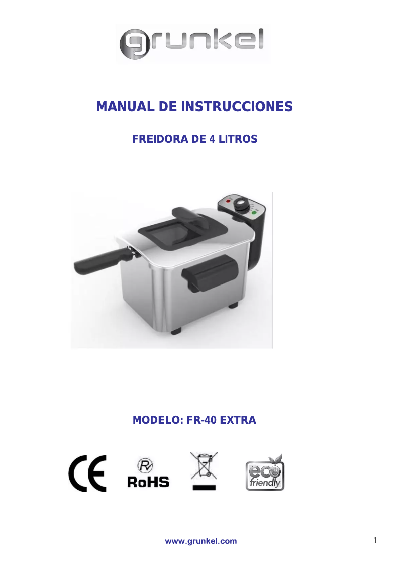 Página 1 del manual Manual de usuario Grunkel FR-40 EXTRA