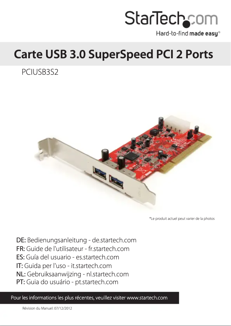 Imagen de la primera página del manual del dispositivo PCIUSB3S2
