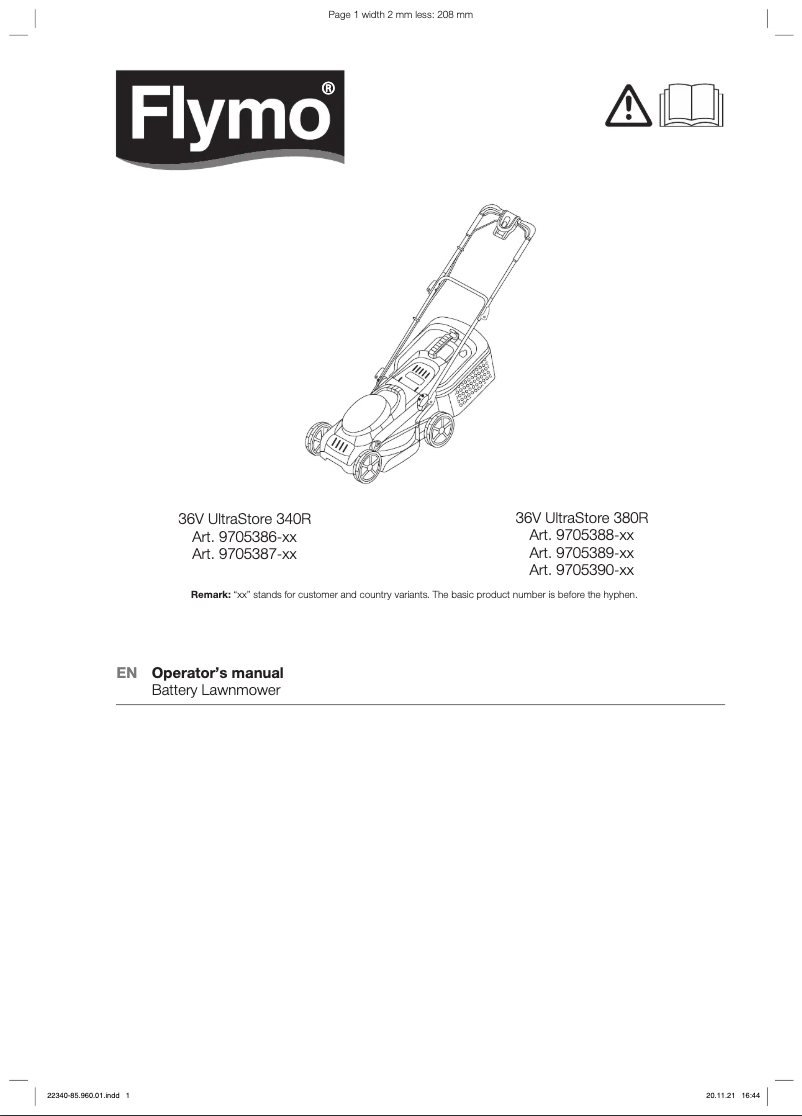 Página nº 1 - Manual de usuario Flymo 36V UltraStore 380R