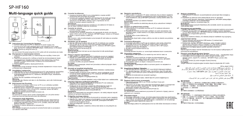 Imagen de la primera página del manual del dispositivo SP-HF160