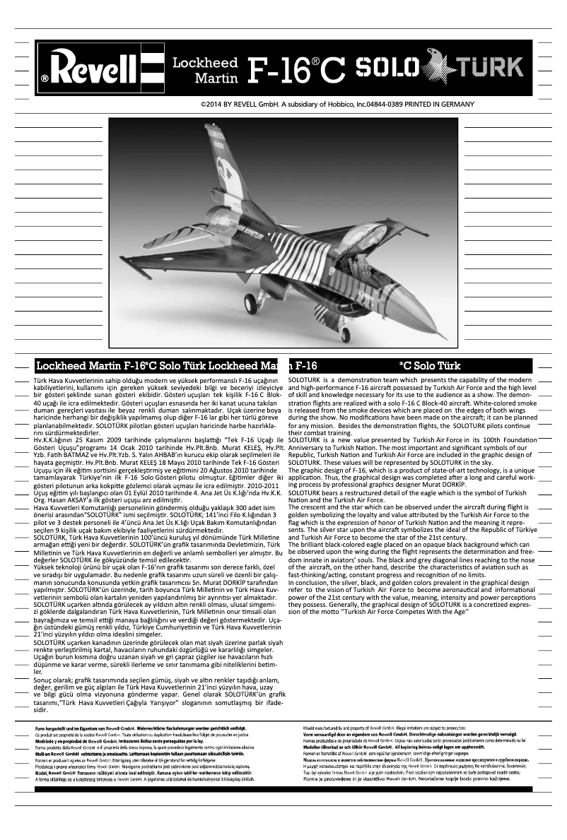 Imagen de la primera página del manual del dispositivo Lockheed Martin F-16 C Solo Türk