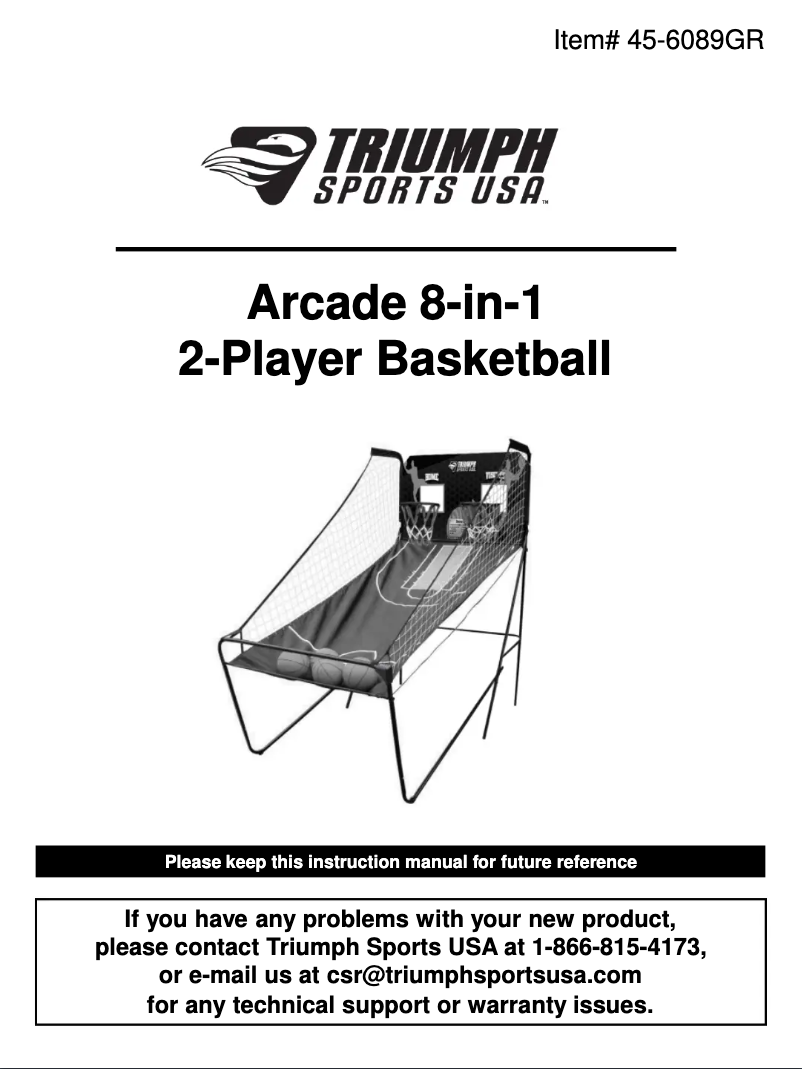 Imagen de la primera página del manual del dispositivo Arcade 8-in-1