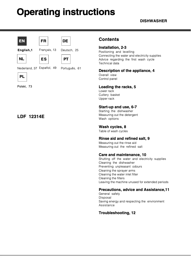 Imagen de la primera página del manual del dispositivo LDF 12314E EU
