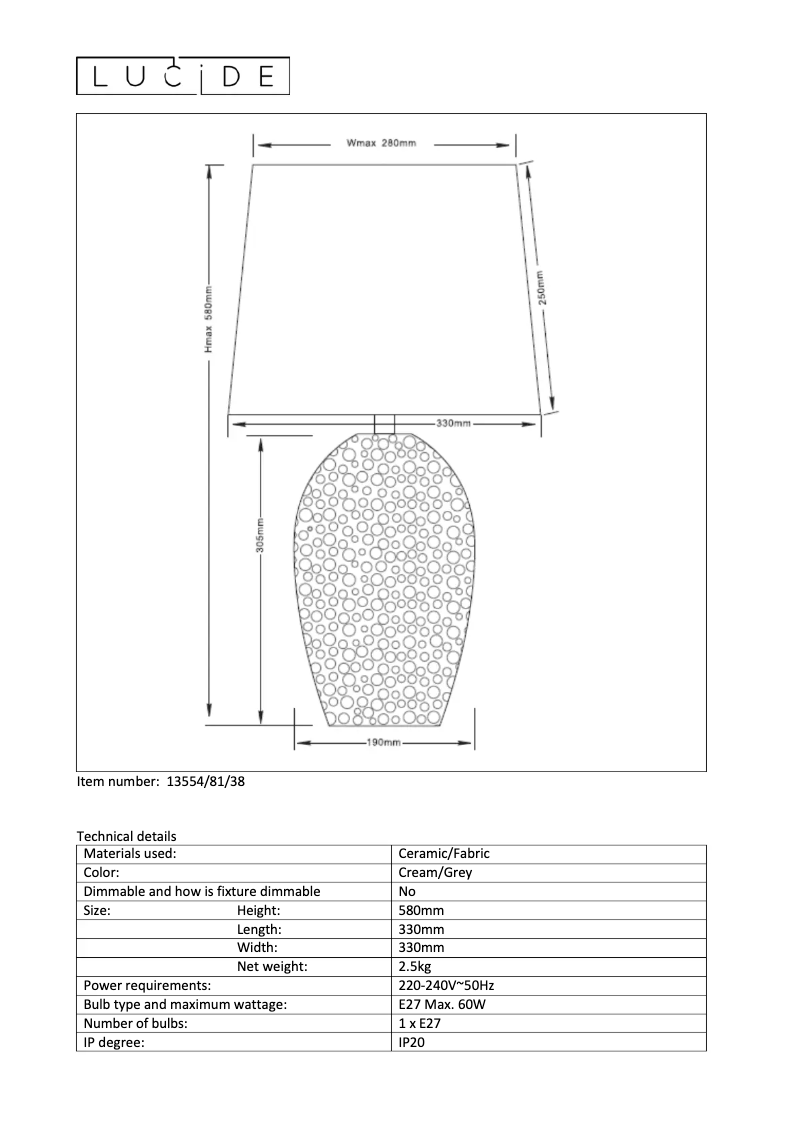 Imagen de la primera página del manual del dispositivo Sally 13554/81/38