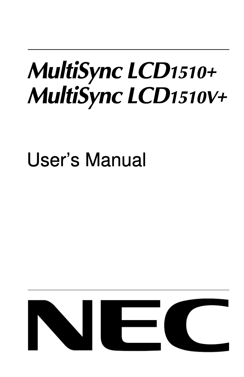 Imagen de la primera página del manual del dispositivo MultiSync LCD1510+