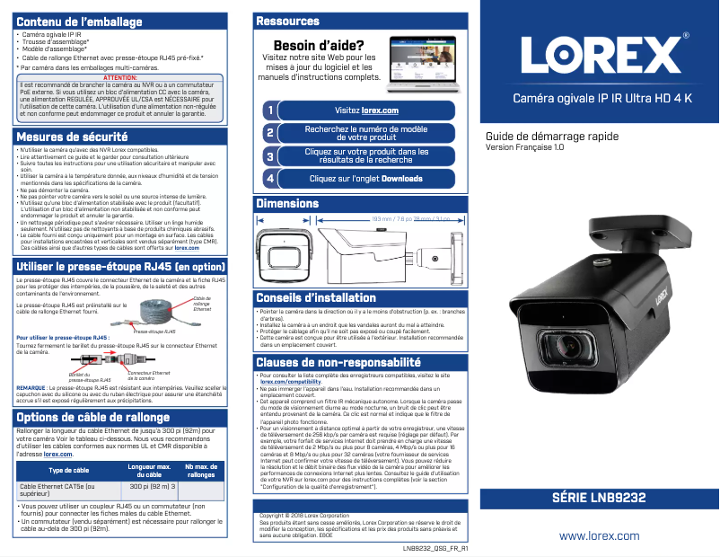 Página nº 1 - Manual de usuario Lorex LNB9232S