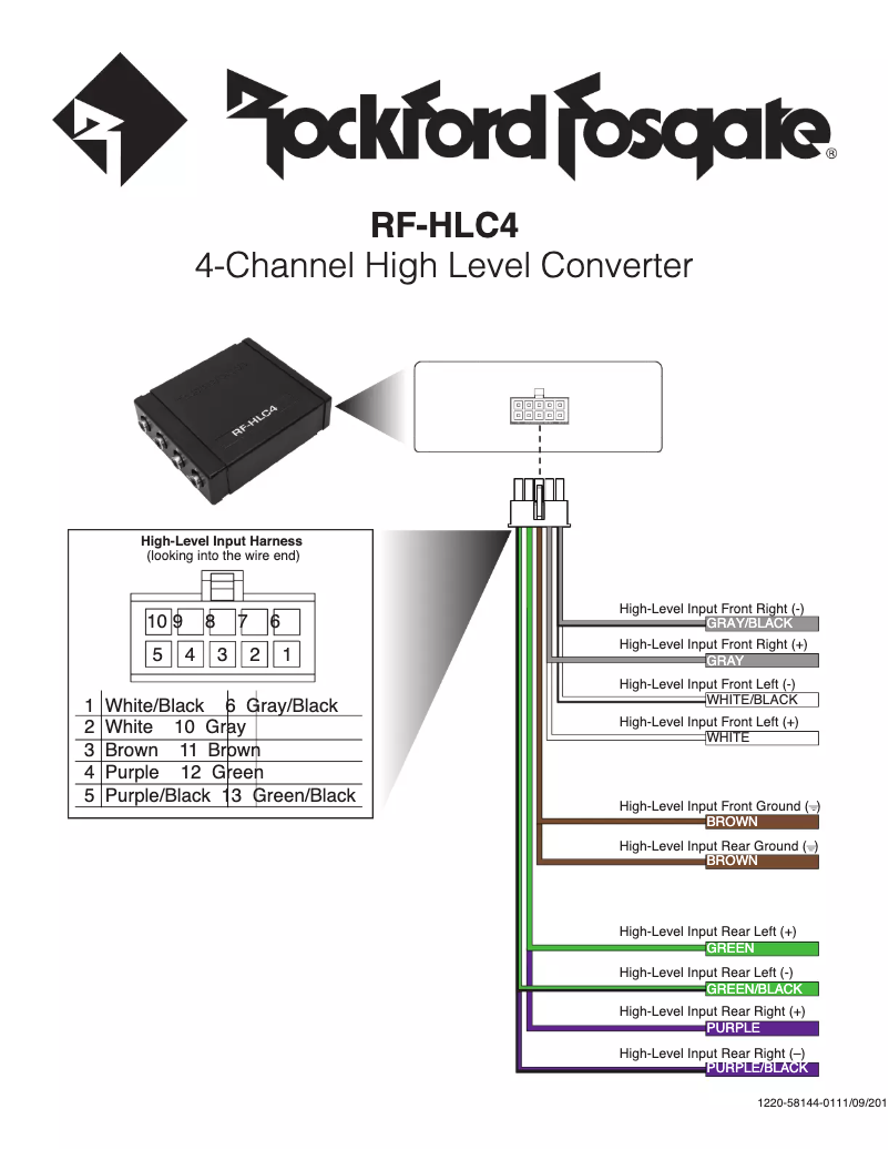 Página nº 1 - Guía de instalación Rockford Fosgate RF-HLC4