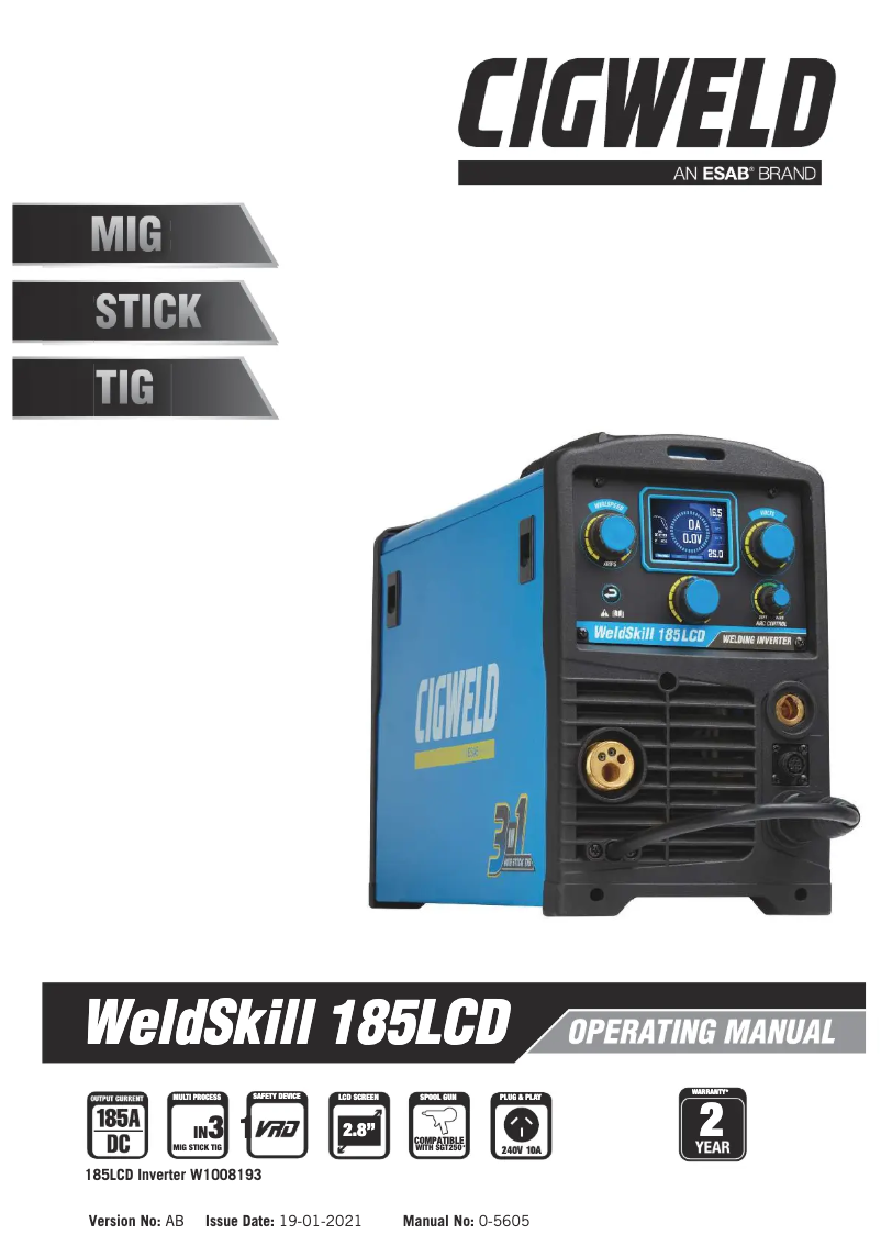 Imagen de la primera página del manual del dispositivo WeldSkill 185LCD
