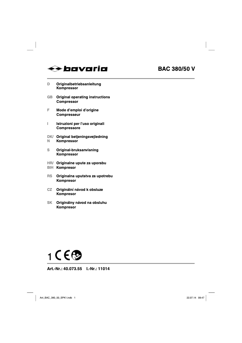 Imagen de la primera página del manual del dispositivo BAC 380/50