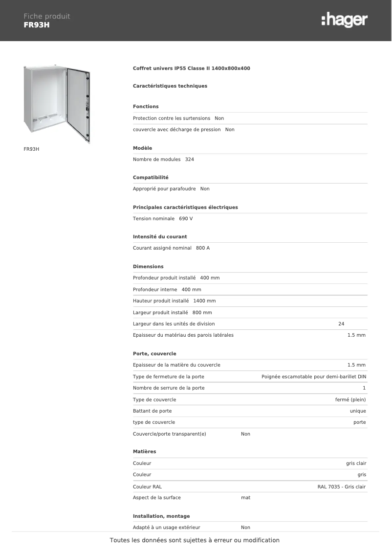 Imagen de la primera página del manual del dispositivo FR93H