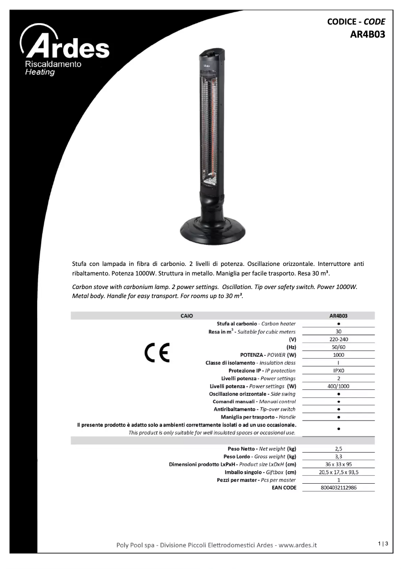 Imagen de la primera página del manual del dispositivo AR4B03