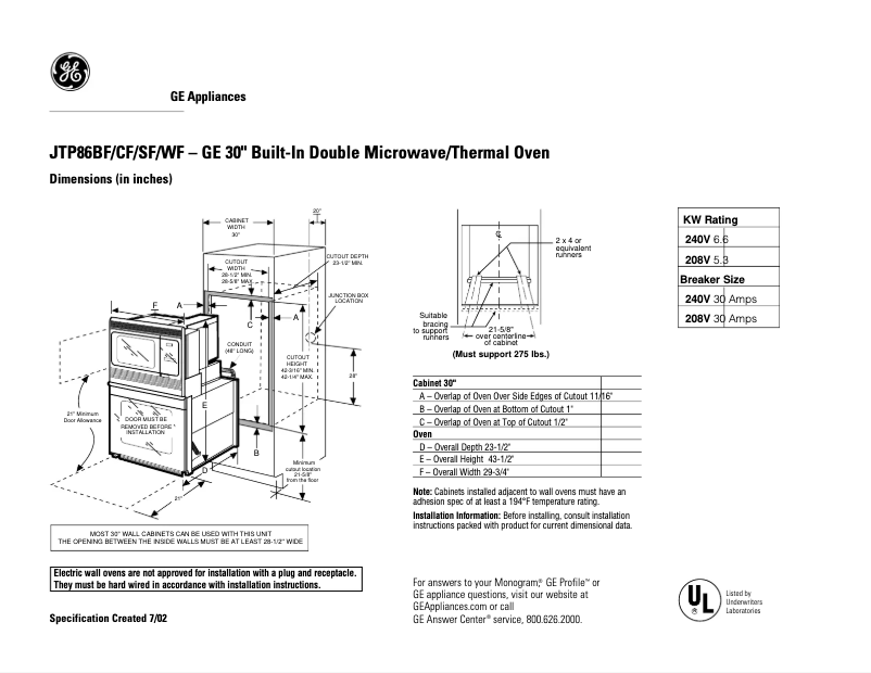Imagen de la primera página del manual del dispositivo JTP86SFSS