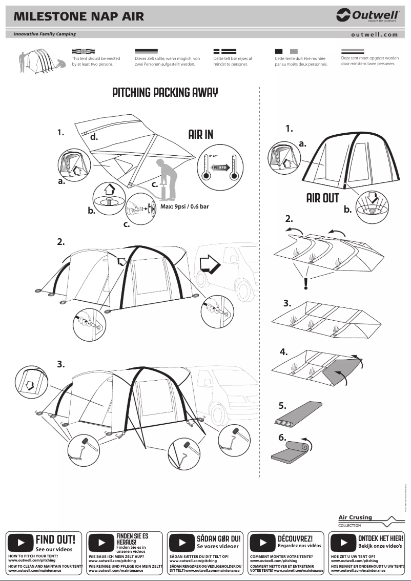 Página 1 del manual Manual de usuario Outwell Milestone Nap Air