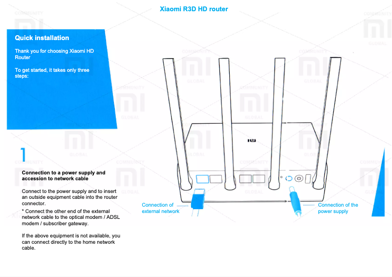 Imagen de la primera página del manual del dispositivo Mi WiFi Router HD