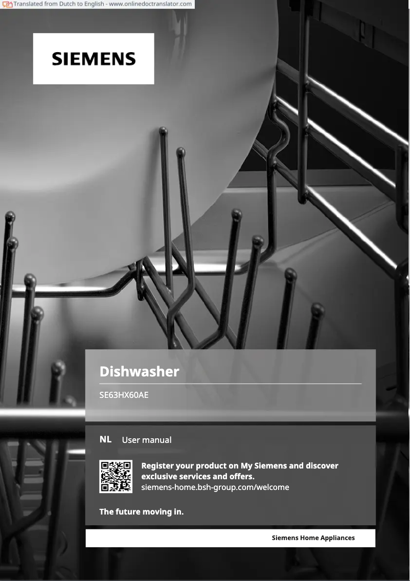 Imagen de la primera página del manual del dispositivo SE63HX60AE