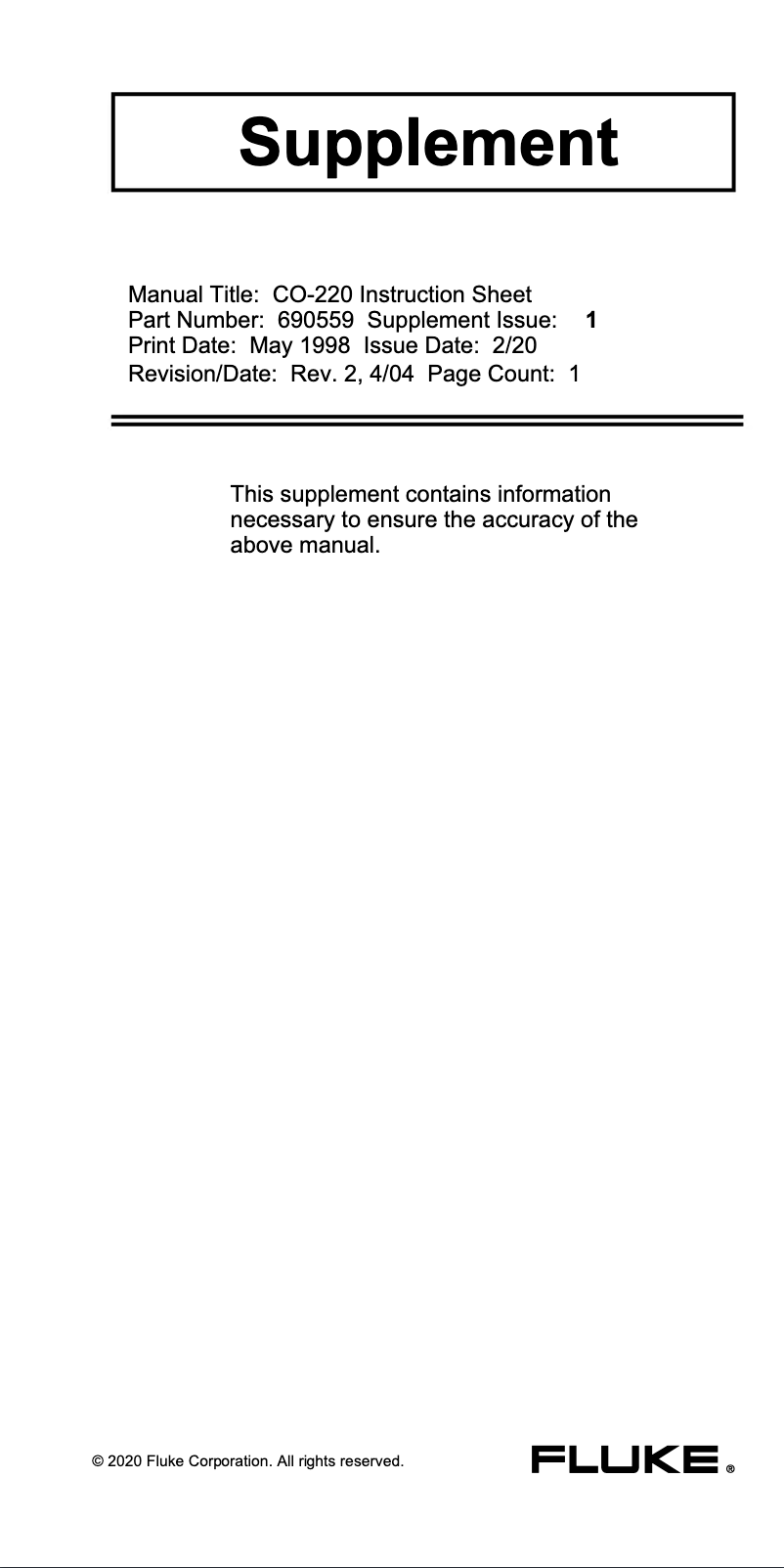 Imagen de la primera página del manual del dispositivo CO-220