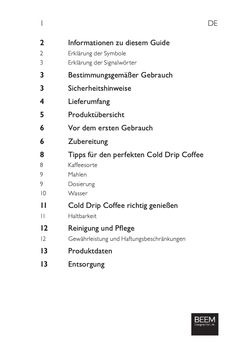 Imagen de la primera página del manual del dispositivo Cold Drip