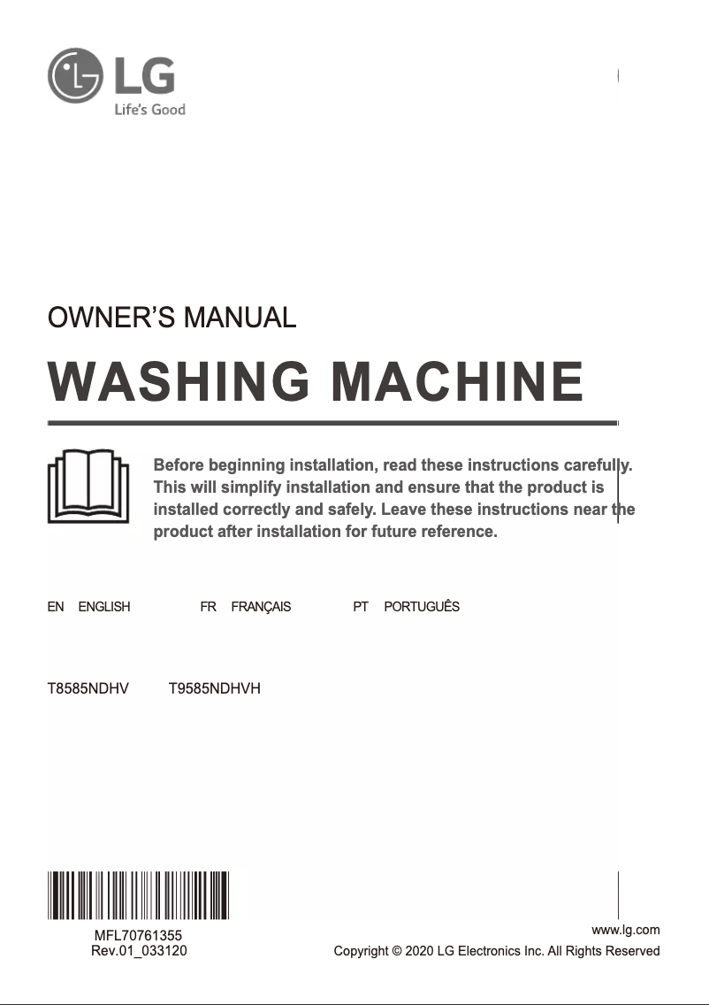 Imagen de la primera página del manual del dispositivo T8585NDHV