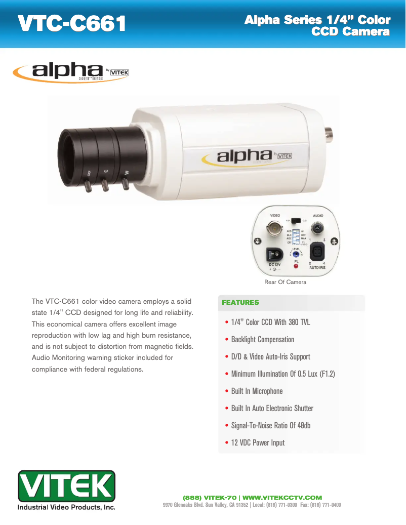 Imagen de la primera página del manual del dispositivo VTC-C661
