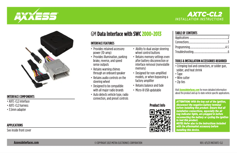Página 1 del manual Manual de usuario AXESS AXTC-CL2