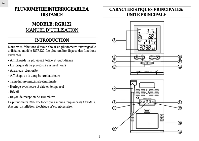 Imagen de la primera página del manual del dispositivo RGR122