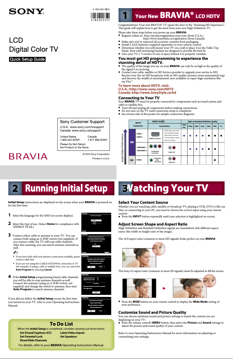 Imagen de la primera página del manual del dispositivo Bravia KDL-22BX300