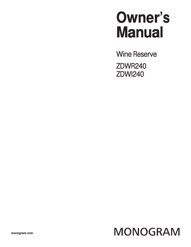 Página nº 1 - Manual de uso y mantenimiento GE ZDWI240WII