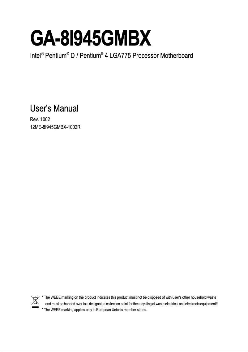 Página 1 del manual Manual de usuario Gigabyte GA-8I945GMBX