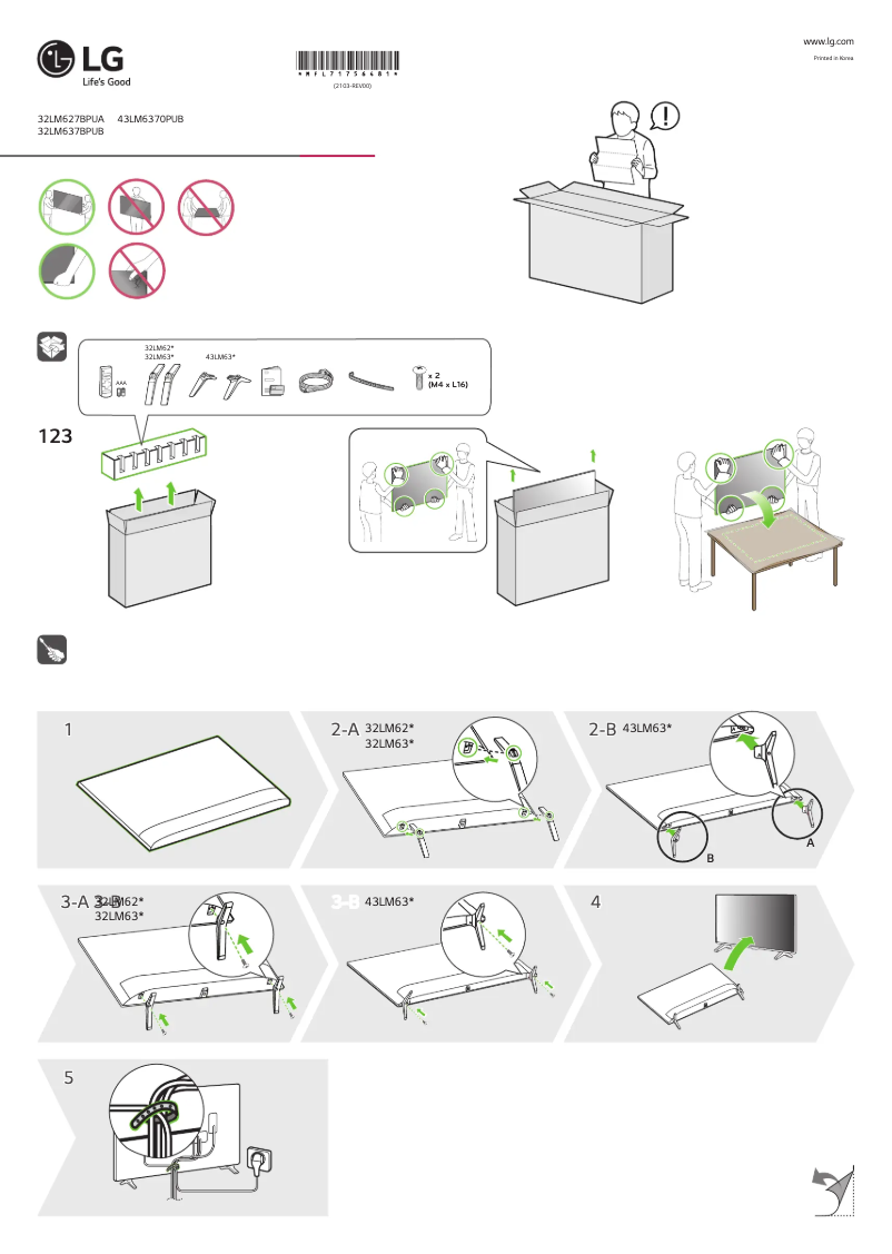 Imagen de la primera página del manual del dispositivo 32LM627BPSB