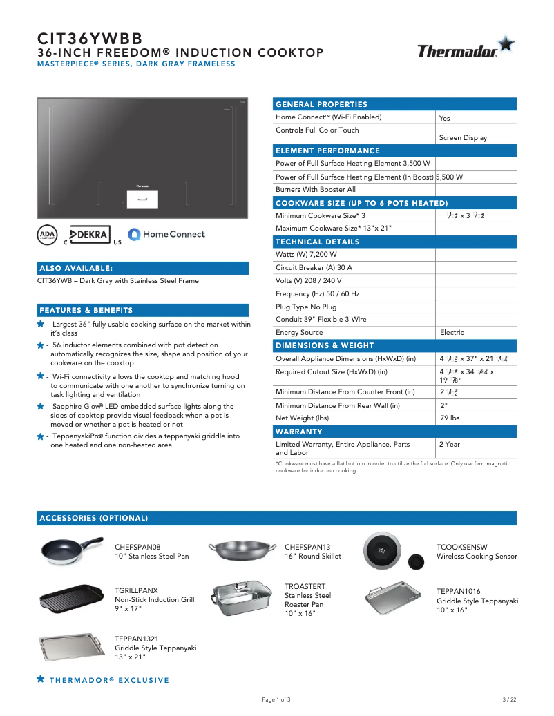 Imagen de la primera página del manual del dispositivo CIT36YWBB