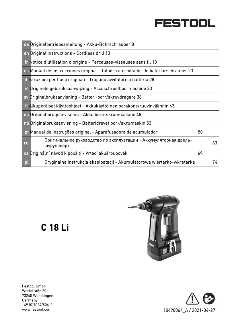 Imagen de la primera página del manual del dispositivo C 18