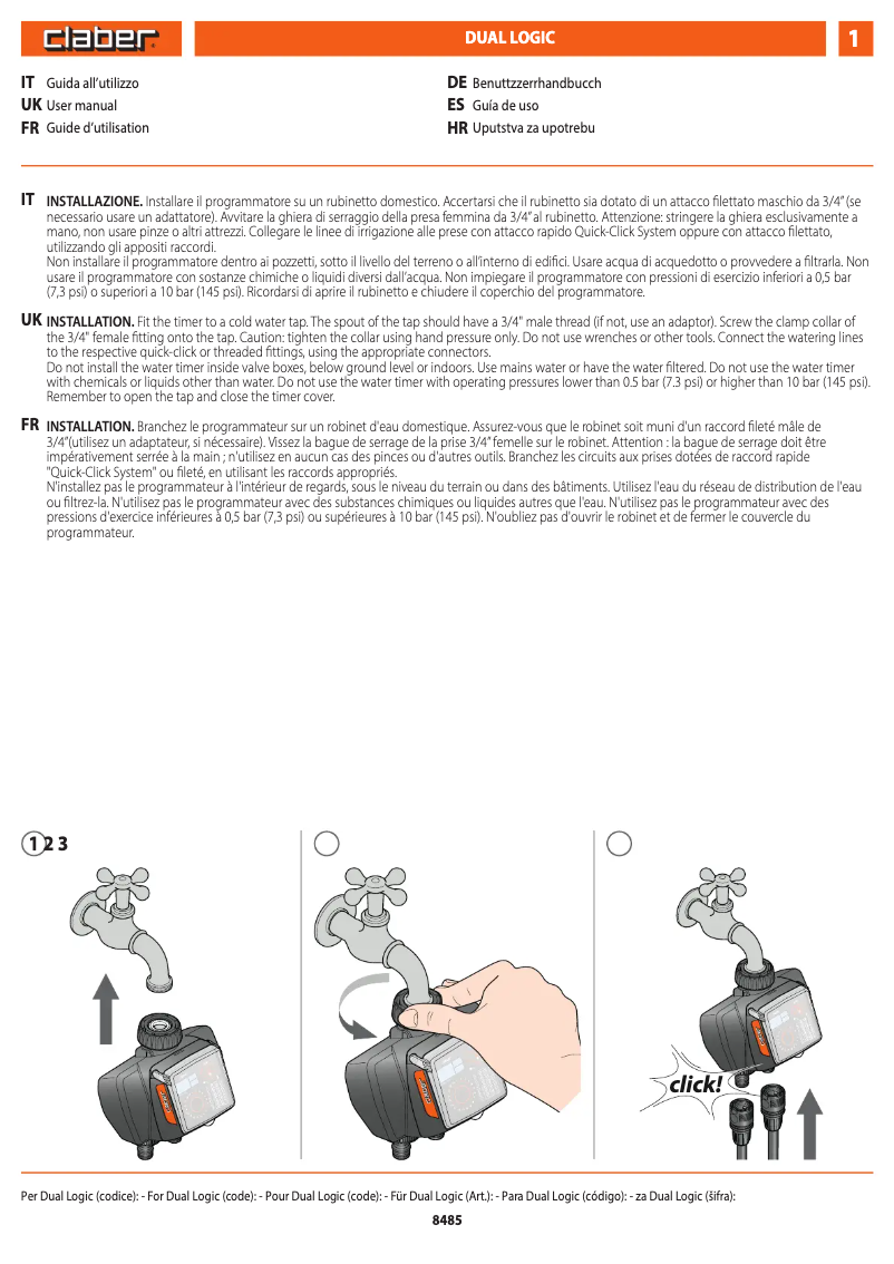 Imagen de la primera página del manual del dispositivo Dual Logic 8486